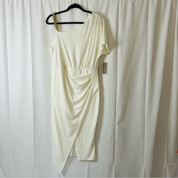 Women's GUESS One Shoulder Poly Dress w/Gold Chain Size 14 NWT's Asymmetrical - Picture 1 of 9